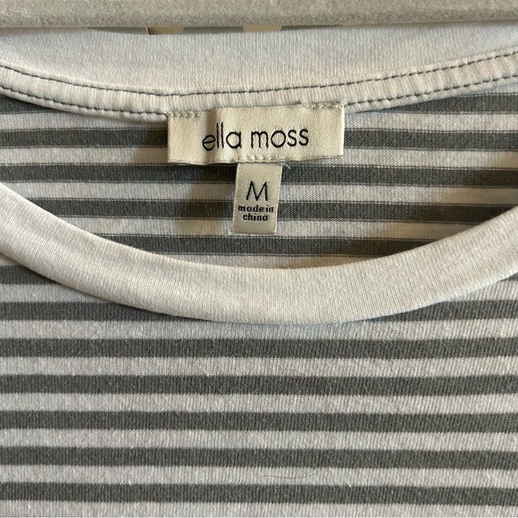 Ella Moss The Perfect Tee Striped Short Sleeve Size Medium in White/Green - Picture 3 of 7